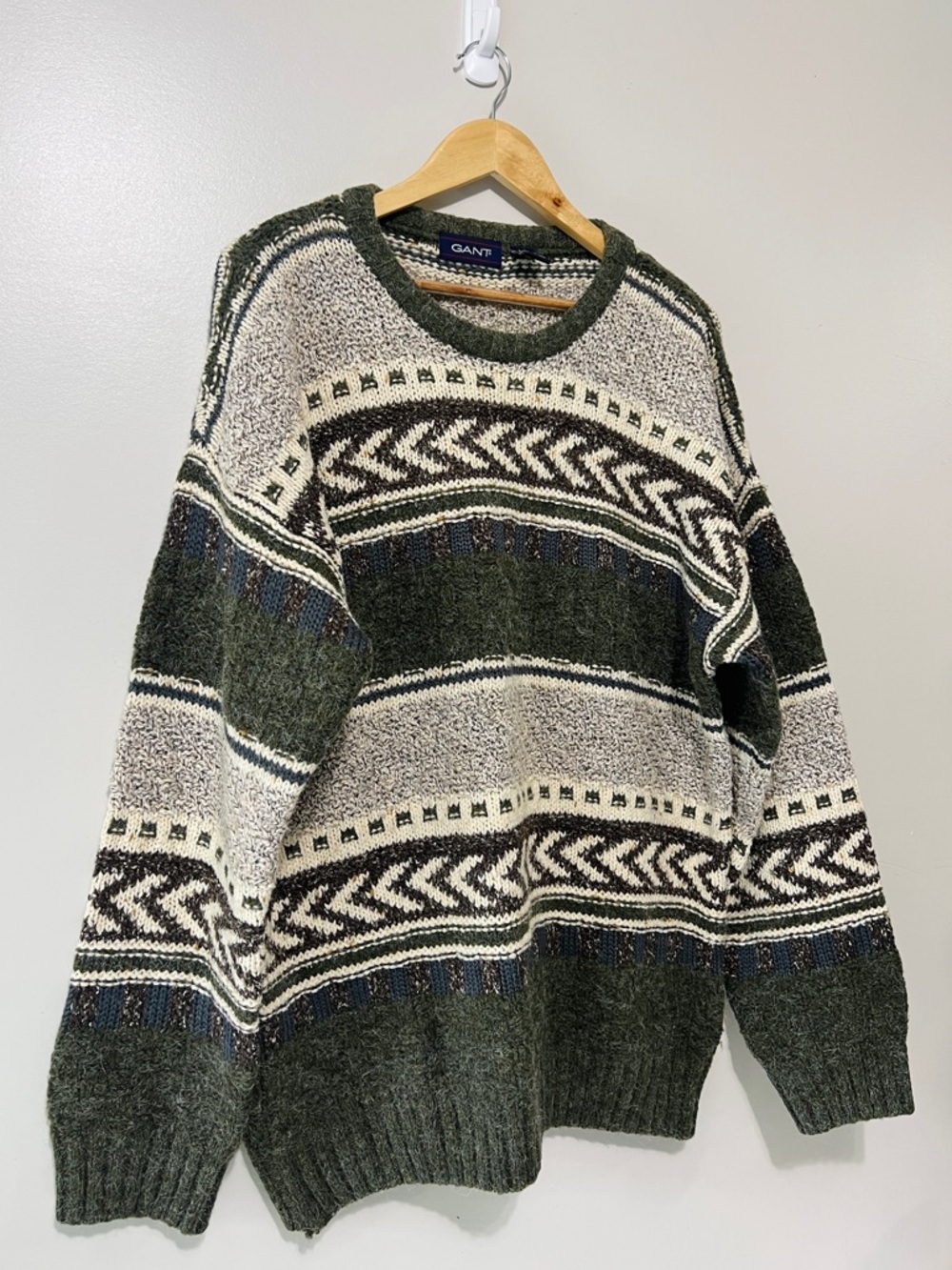 GANT Vintage Sweater Men's Large Crewneck Pullover Wool Blend Sweater Outdoor